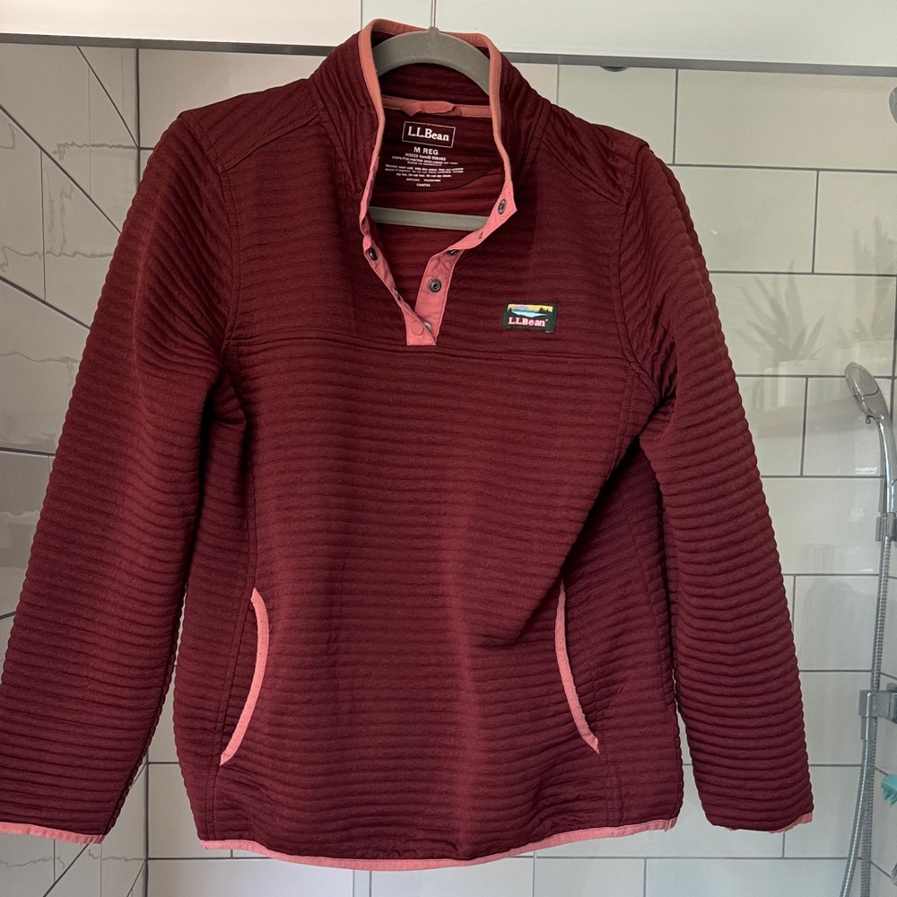 L.L. Bean Maroon Pullover with Pink Trim